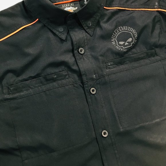 Harley Davidson Vented Performance Willie G Skull Black Shirt Men's Size Medium - Picture 3 of 8